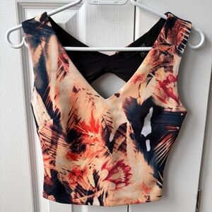 Guess cropped sleeveless bodycon v-neck top